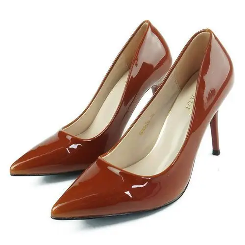 百厘米秋冬新款亮色漆皮尖头高跟鞋时尚休闲纯色浅口女鞋