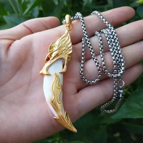 批发藏银合金狼牙吊坠配件狗牙包银 藏獒牙镶嵌 狗牙套配饰虎头