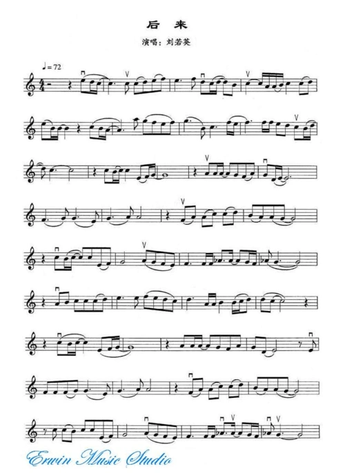 violin-后来 原版 正谱 小提琴谱 五线谱 乐谱