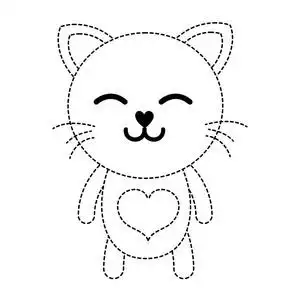 虚线形状睡猫可爱猫动物矢量插图照片