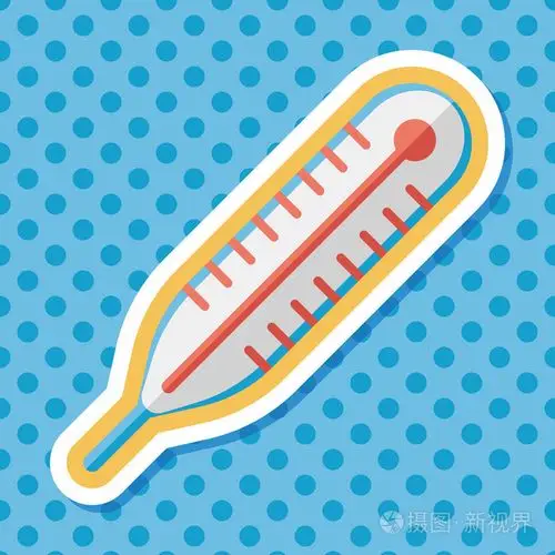 温度计平面图标与长长的阴影