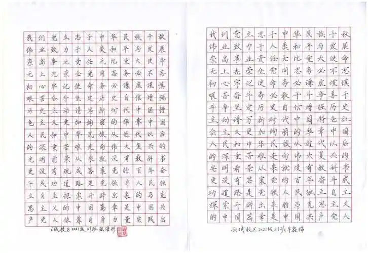 学习二十大红心永爱党丨界首市第一小学云城校区八年级硬笔书法比赛