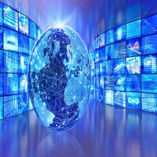 新款播音主持背景布蓝色新闻联播背景布演出主播背景布立体喷绘布