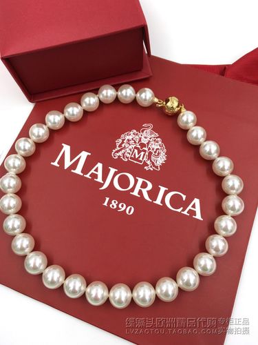 欧洲百年皇室轻奢品牌majorica温柔简约大气经典款14毫米珍珠项链