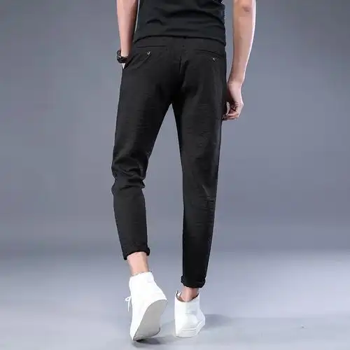 男式休闲裤春夏薄款潮流时尚百搭男装九分裤舒适透气运动裤子男心