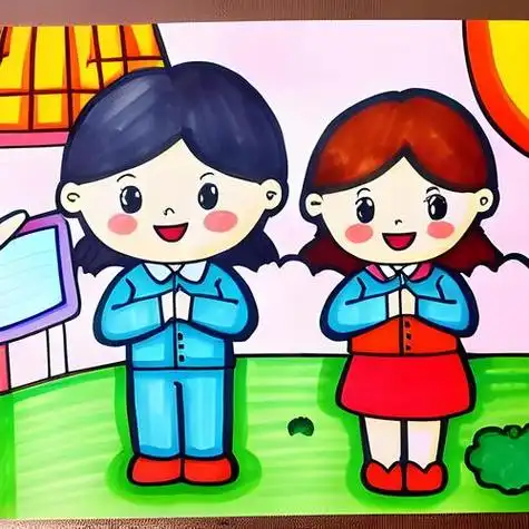 简笔有礼貌的打招呼简笔画文明行为讲礼貌简笔画使用礼貌用语文明行为