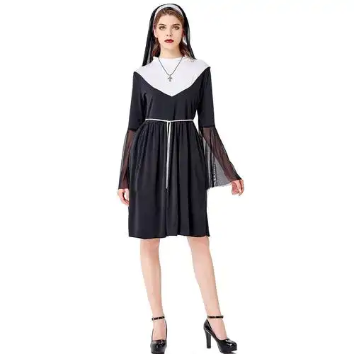 万圣节修女新款服装 nun牧师服圣女玛利亚角色扮演舞台演出服批发