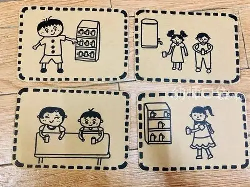 在适合幼儿高度的喝水空间张贴流程图, 通过环境创设对幼儿的喝水