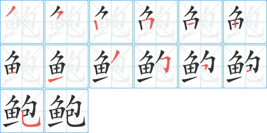 鲍的笔顺 鲍的笔顺分步演示 鲍的笔画 鲍字怎么写