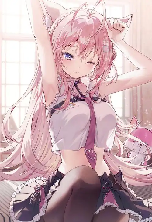 【p站画师】诶?是兽耳粉毛妹子!