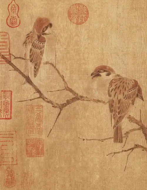 宋 崔白 寒雀图卷 局部