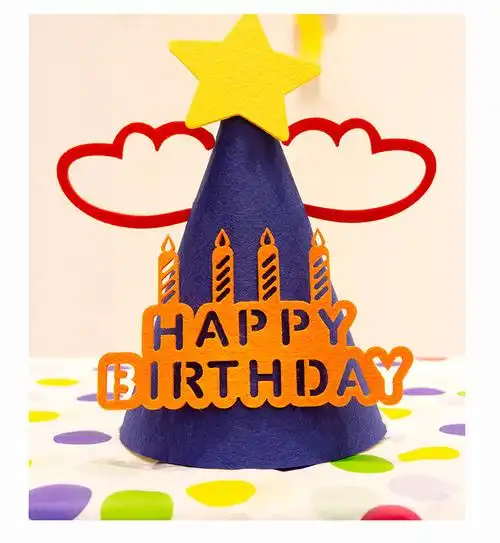 生日快乐帽子可爱ins网红生日帽子可爱毛毡大人蝴蝶结儿童帽快乐派对