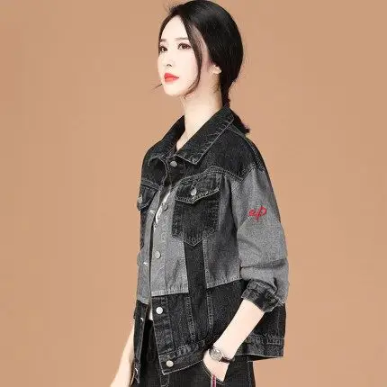 名媛设计感女士短外套2020年春秋牛仔拼接韩版宽松小众时尚上衣潮