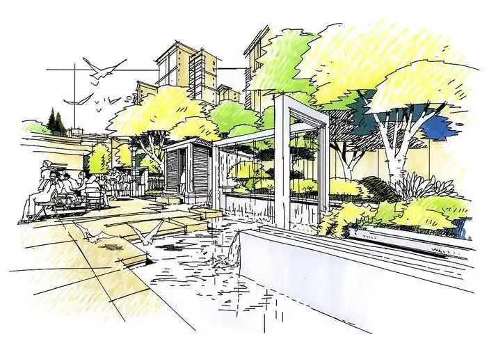 景观手绘效果图上色步骤图