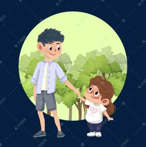 兄妹两人在树林游玩散步