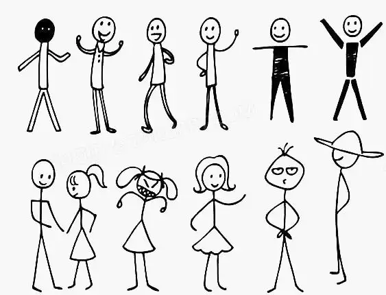 设计了一组人物线条简笔画,整体呈现卡通风更好的突出卡通人物形象