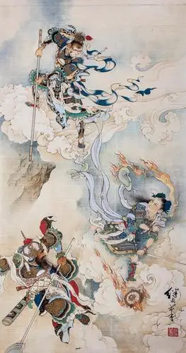 0244大闹天宫镜片设色纸本