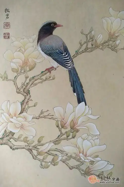 陈松岩小尺寸工笔花鸟画作品《穷款》-【易从网】