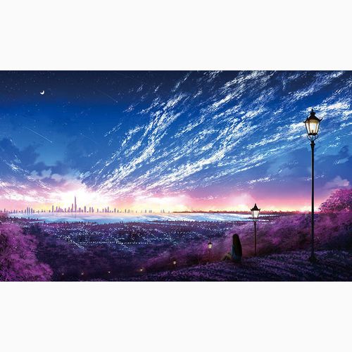 溥畔动漫风景海报墙贴贴画二次元卡通少女房间墙纸自粘卧室 动漫风景