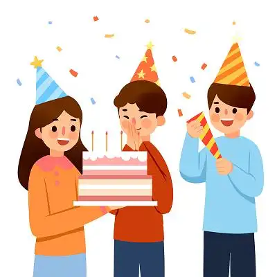 庆祝生日的人们生日宴会卡通人物过生日庆祝png素材