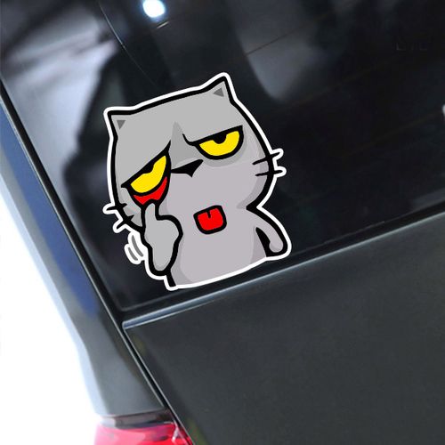 搞笑卡通蓝猫鬼脸趣味反光车贴个性汽车装饰摩托电动车划痕贴纸