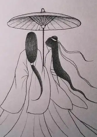 背景简单古风简笔画