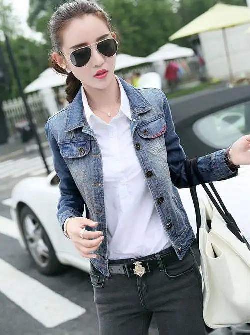 香衣宠儿 秋季女式牛仔服 韩版女装 长袖牛仔外套 女短款夹克 短外套