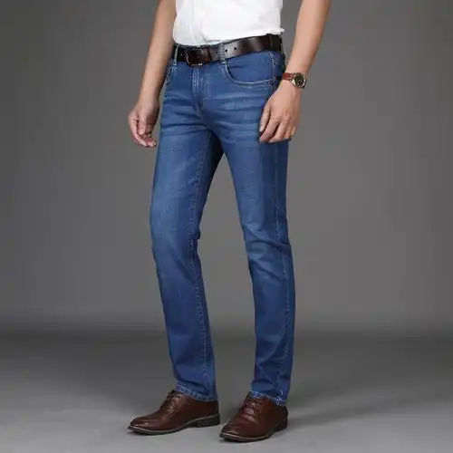 yuansu秋冬新款牛仔裤男士裤子宽松直筒男裤弹力商务休闲牛仔长裤男