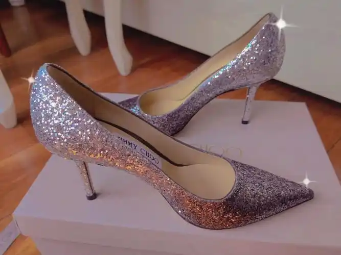 jimmychoo经典亮片blingbling高跟鞋