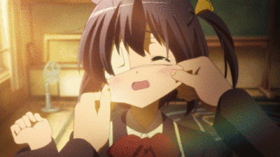 gif 动漫 动态图 动图 邪王真眼 中二也要谈恋爱 捏脸蛋