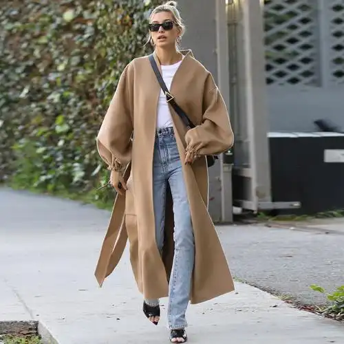 hailey海狸同款原创设计欧美街拍oversize廓形双面羊毛大衣女秋冬