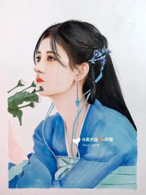 彩铅手绘教程人物鞠婧祎