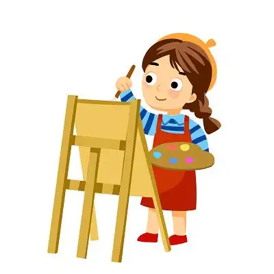画画的女孩卡通写实美术培训绘画卡通人物艺术教育png素材画画的女孩