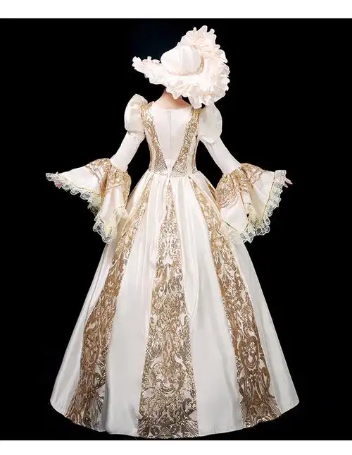 欧洲中世纪宫廷礼服女古典风洋装演出舞台装复古欧式贵族晚裙 绿色