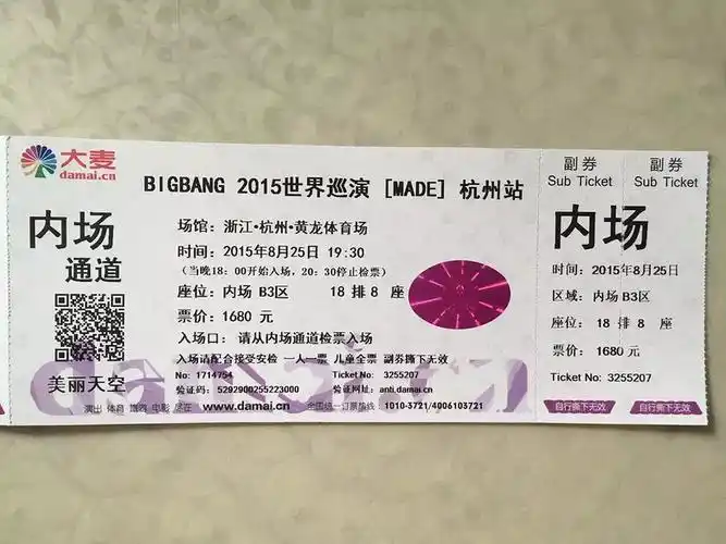 bigbang演唱会门票长什么样子