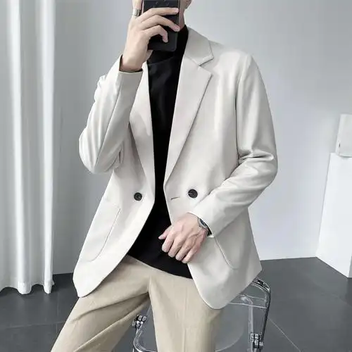 秋季高品质韩国ins网红小西装男宽松韩版简约纯色轻熟风休闲西服
