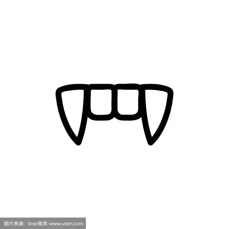 吸血鬼偶像尖牙向量.孤立轮廓符号插图