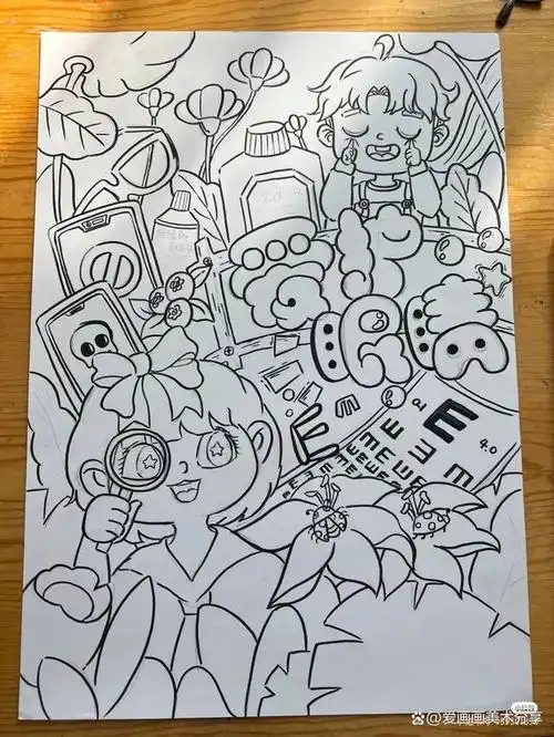 太棒了~40张爱眼护眼主题绘画,正确用眼,保护眼睛