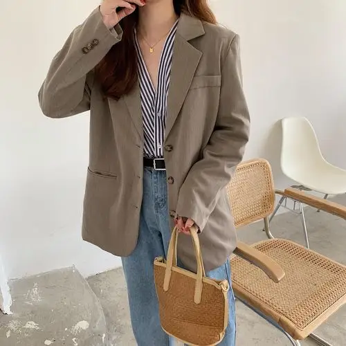 条纹衬衫女设计感小众雪纺上衣轻熟慵懒小西服内搭配西装蓝色衬衣