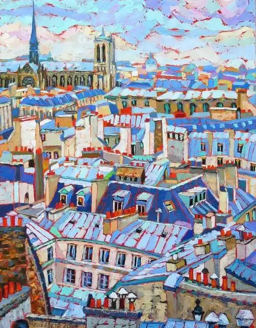 色彩缤纷,大笔触的风景与建筑