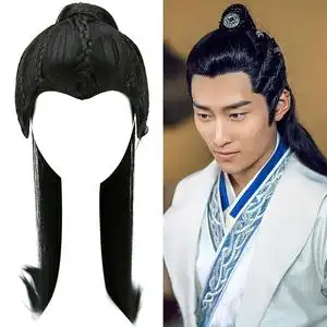 古代古装汉服头发整顶假发男士cos演戏剧古风楚乔传全头套k804
