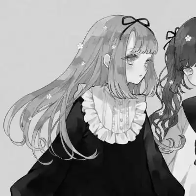 二次元黑白动漫闺蜜头像一对