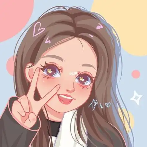 女生头像比耶剪刀手可爱鸭风约稿头像