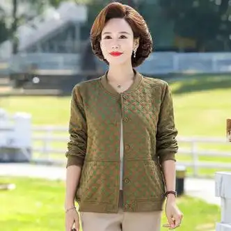 nsup小个子胖春装宽松大码棒球服中年女装春秋款休闲外套女短款妈绿色