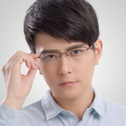 超轻半框小脸眼镜男近视纯钛眼镜架男款专用方框窄框小框眼镜框男