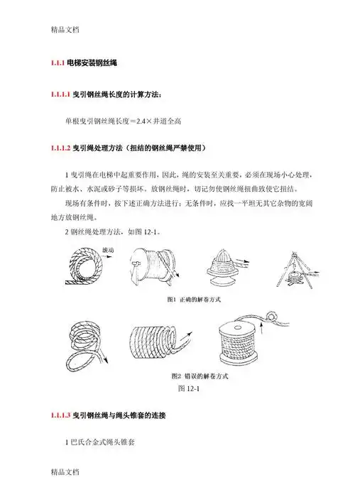 电梯安装钢丝绳演示教学