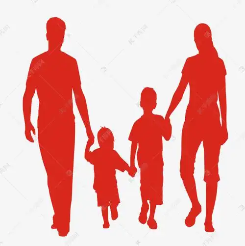 一家四口背影