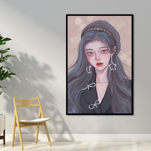 鞠婧祎diy数字油画女明星手绘涂色填写画画客厅卧室房间装饰挂画