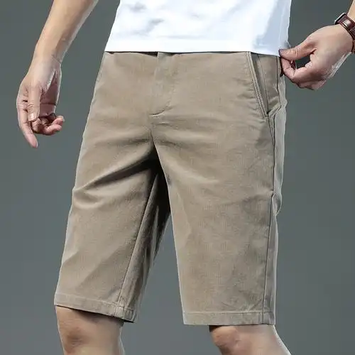 休闲短裤男士夏季薄款2022年新款宽松直筒五分裤子男卡其