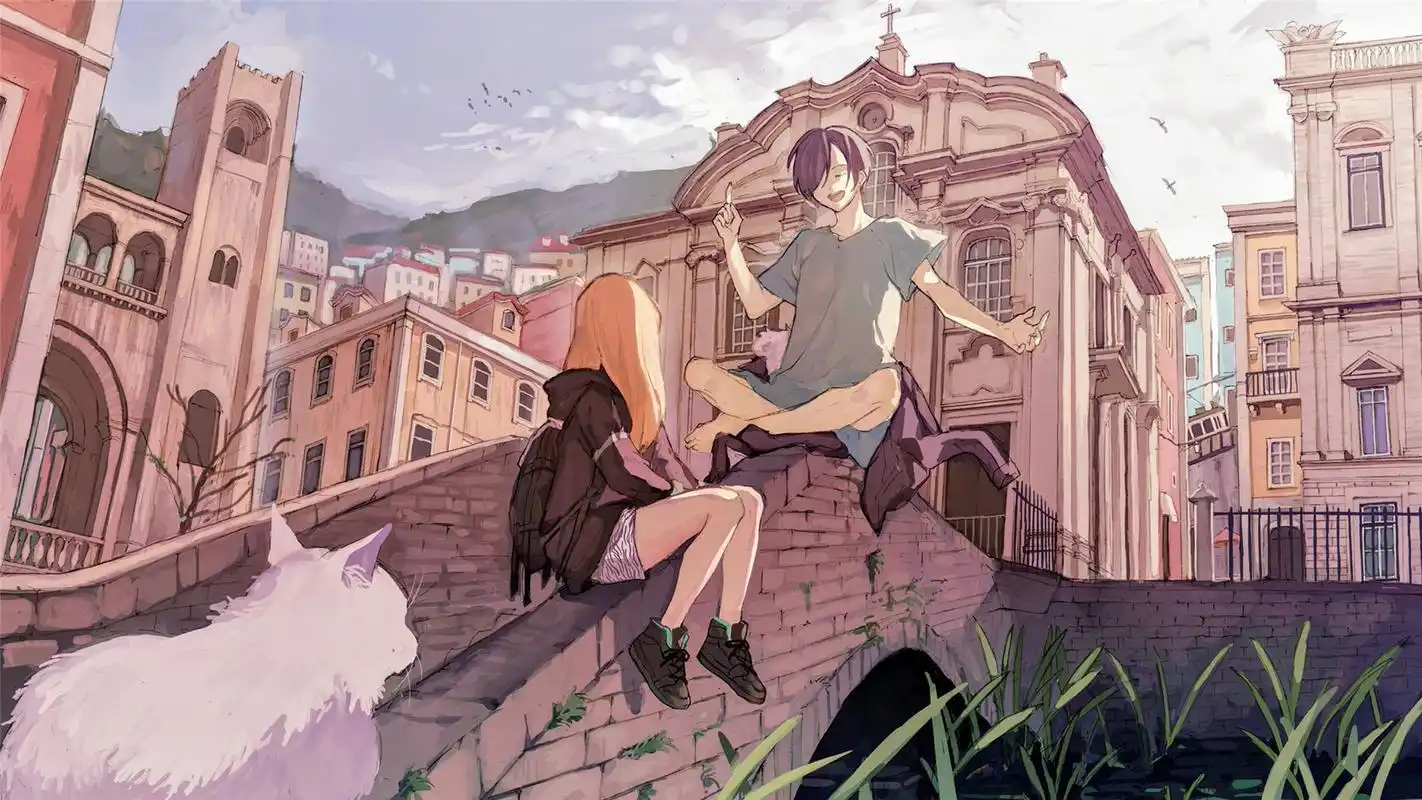 二次元卡通情侣高清桌面壁纸